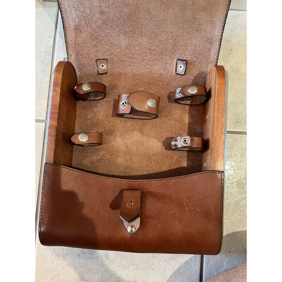 Real Leather Saddle Messenger Bag Satchel with Snap Holders RA Racio Aguayo - Picture 3 of 6
